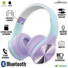 Headphone Bluetooth LEF-1060 Lehmox - Lilás Azul